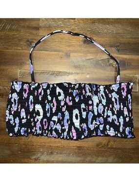 Salt + Cove bright animal print bandeau bikini top with removable pads EUC